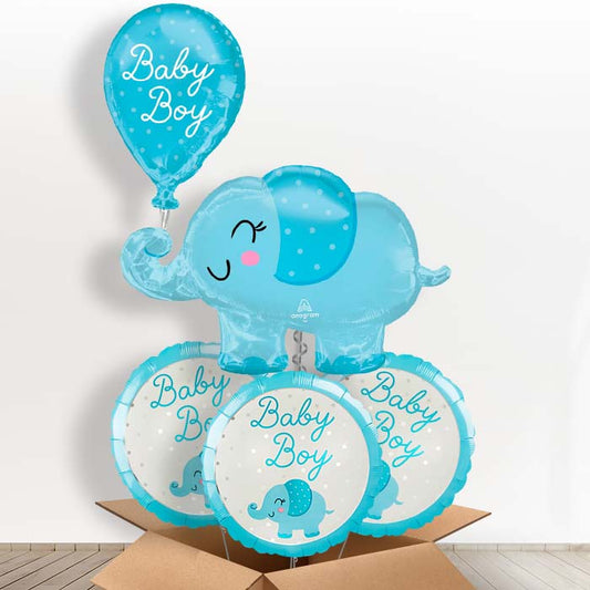 Giant Baby Boy Blue Elephant Shaped Foil Balloon in a Box