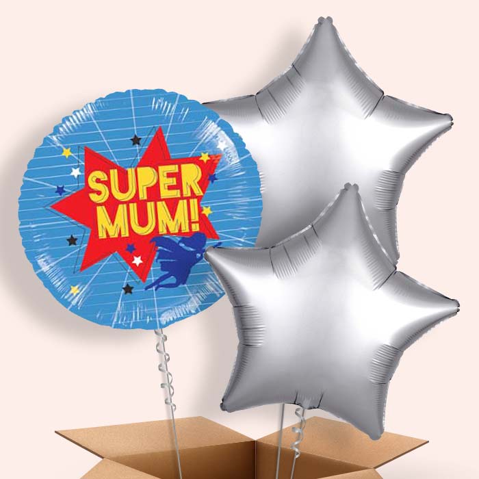 Super Mum 3 Balloon Bouquet in a Box