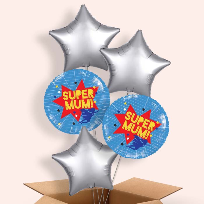 Super Mum 5 Balloon Bouquet in a Box