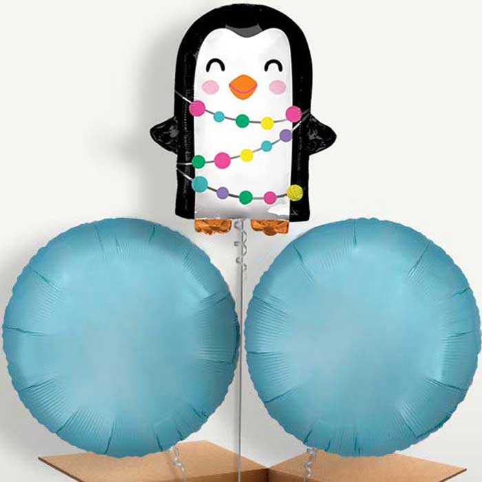 Christmas Penguin Bunch of Balloons inflated with Helium | Small Indoor Plants