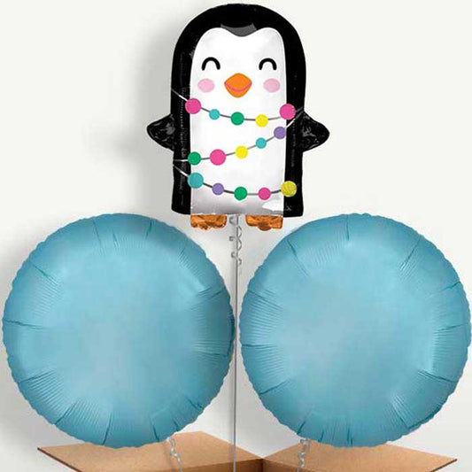 Christmas Penguin Bunch of Balloons inflated with Helium | Small Indoor Plants