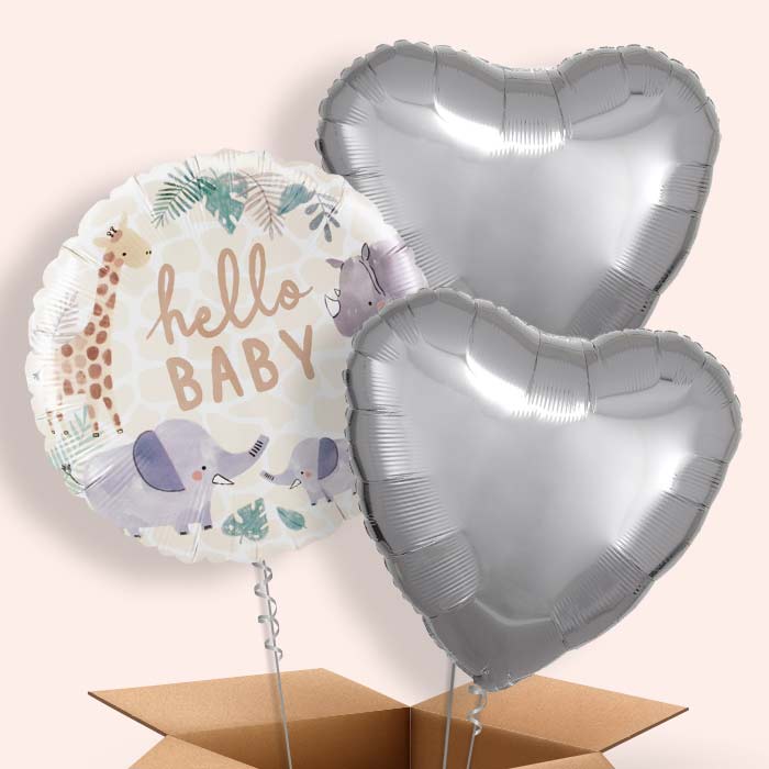 Jungle Animals Hello Baby Helium Balloon in a Box