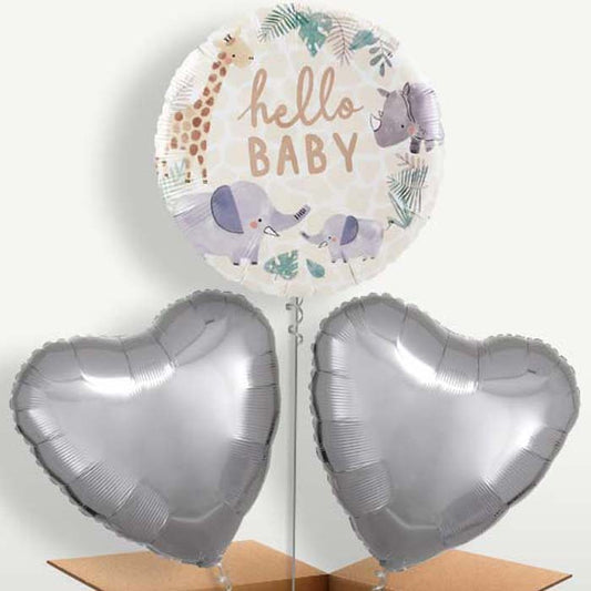 Jungle Animals Hello Baby Balloon Bunches | Small Indoor Plants