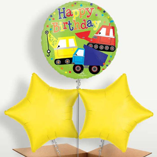 Colourful Construction Birthday Bunch of Balloons | Small Indoor Plants