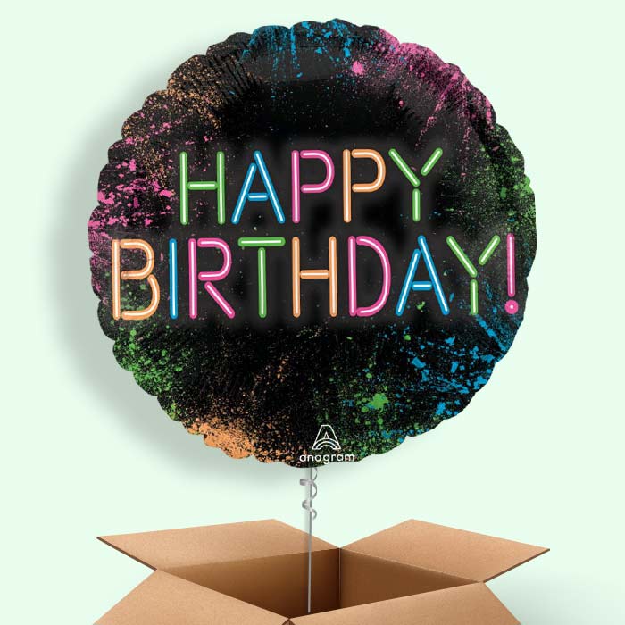 Neon Birthday Helium Balloon in a Box