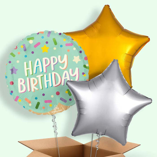 Ice Cream Sprinkles Helium Balloon in a Box - 3 Balloon | Small Indoor Plants