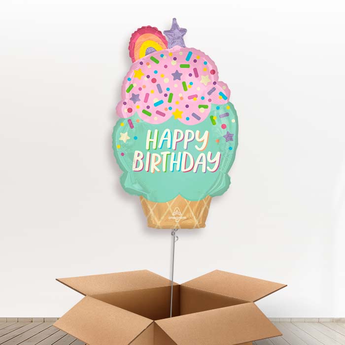Giant Ice Cream Cone Foil Balloon in a Box - Giant Balloon | Small Indoor Plants