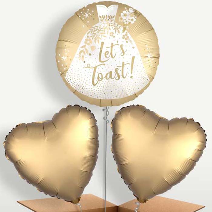 Wedding Dress Lets Toast Helium Bunch of Balloons | Small Indoor Plants