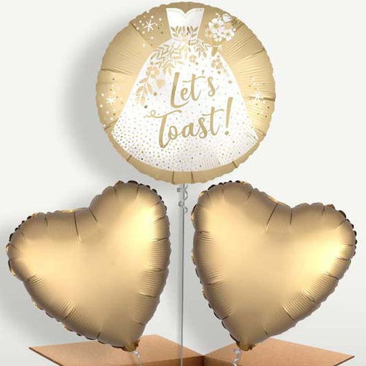 Wedding Dress Lets Toast Helium Bunch of Balloons | Small Indoor Plants