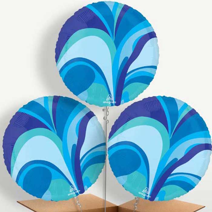 Blue Marble Round Bunch of Balloons inflated with Helium | Small Indoor Plants