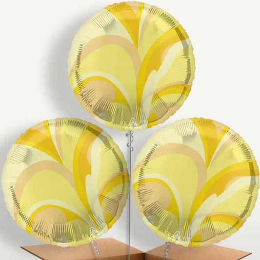Gold Marble Round Trio Balloon Bunch inflated with Helium | Small Indoor Plants