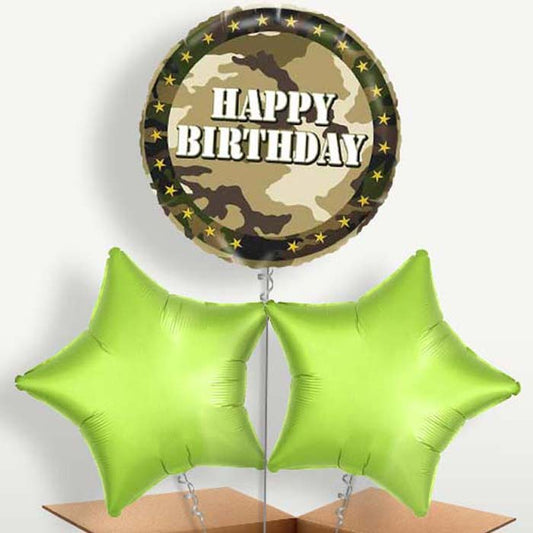 Camo Army Happy Birthday Bunch of Balloons | Small Indoor Plants