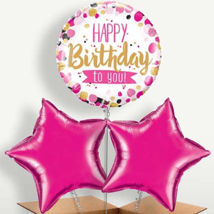 Pink Happy Birthday to You Balloon Bunch | Small Indoor Plants