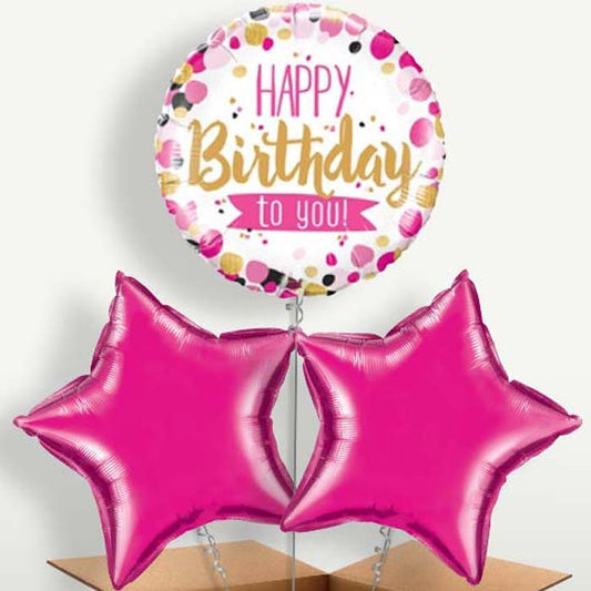 Pink Happy Birthday to You Balloon Bunch | Small Indoor Plants