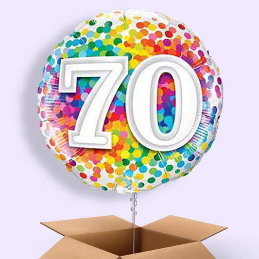 70th Balloon in a Box - Colourful Confetti