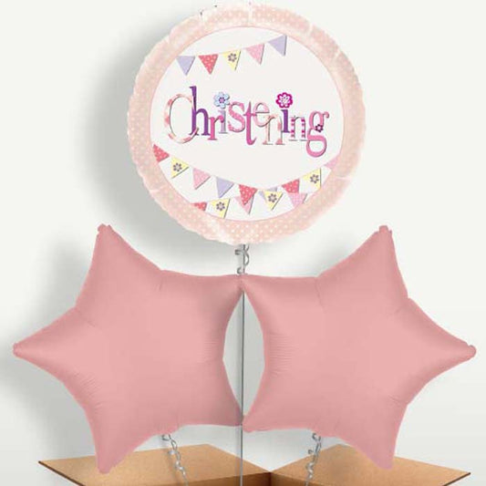 Christening Pink Bunting Bunch of Balloons | Small Indoor Plants