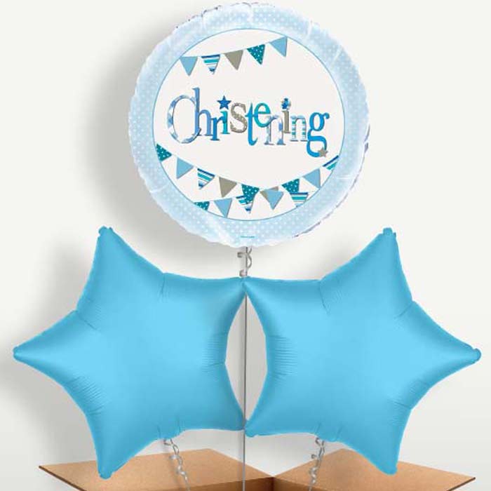 Christening Blue Bunting Bunch of Balloons | Small Indoor Plants