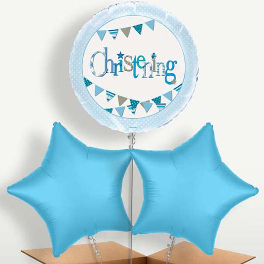 Christening Blue Bunting Bunch of Balloons | Small Indoor Plants