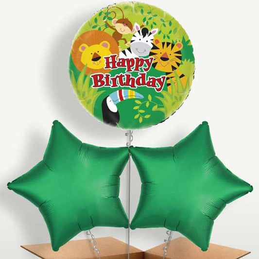 Jungle Birthday Balloon Bunches inflated with Helium | Small Indoor Plants