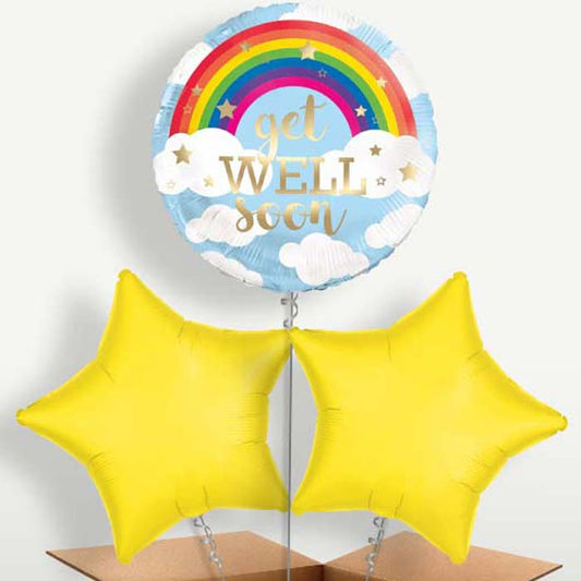 Rainbow Get Well Soon Trio Balloon Bunch | Small Indoor Plants