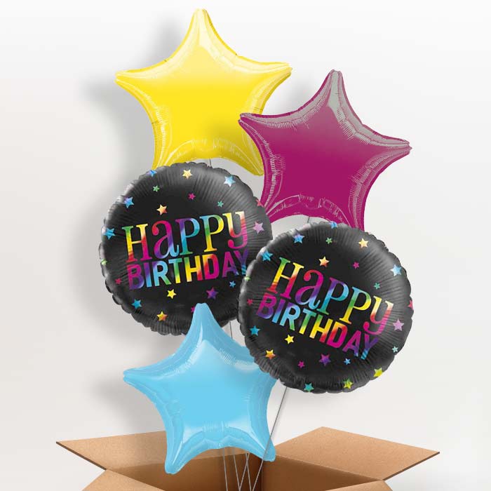 Black Rainbow Happy Birthday Balloon in a Box