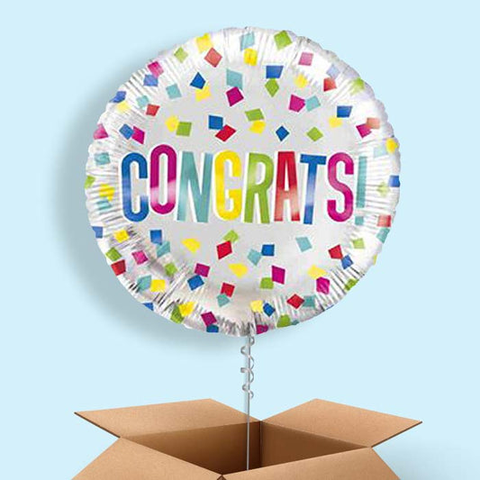 Colourful Congratulations Helium Balloon in a Box