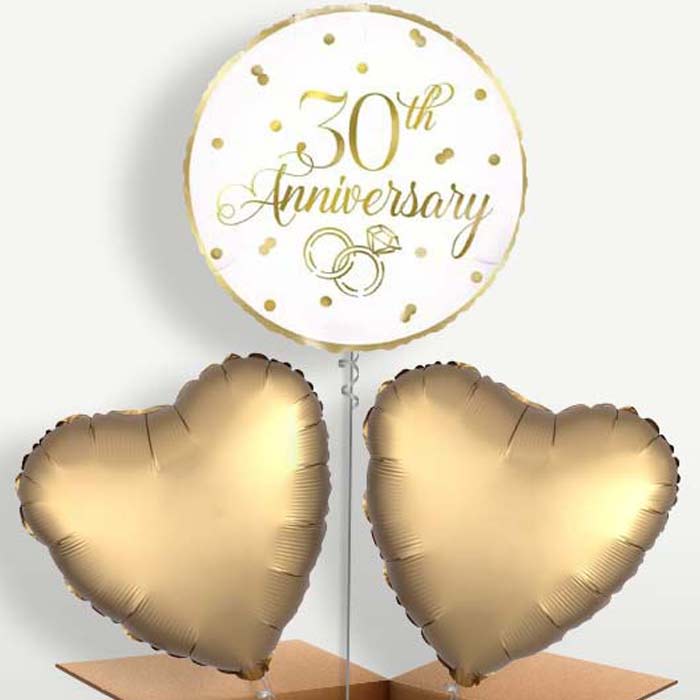 Gold 30th Anniversary Trio Balloon Bunch | Small Indoor Plants