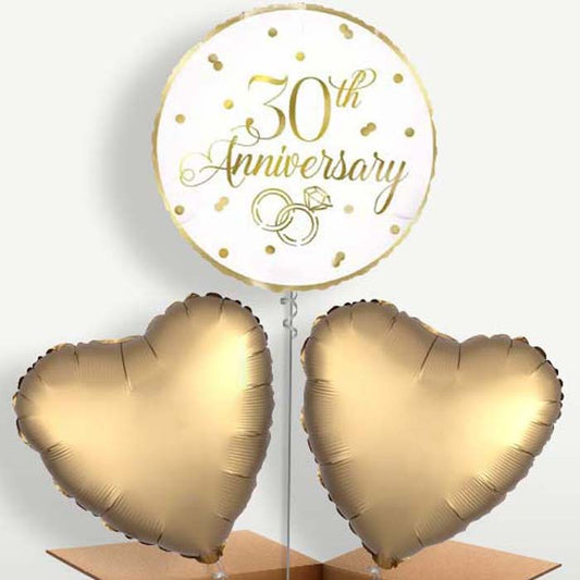 Gold 30th Anniversary Trio Balloon Bunch | Small Indoor Plants