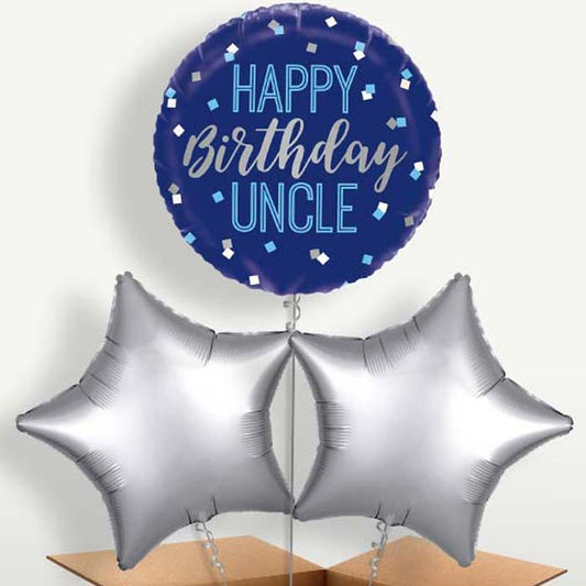 Happy Birthday Uncle Blue Balloons in a Bunch | Small Indoor Plants
