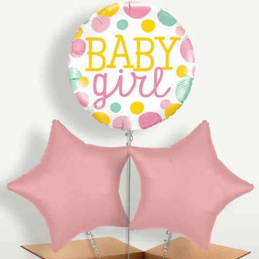 Baby Girl Bunch of Balloons inflated with Helium | Small Indoor Plants