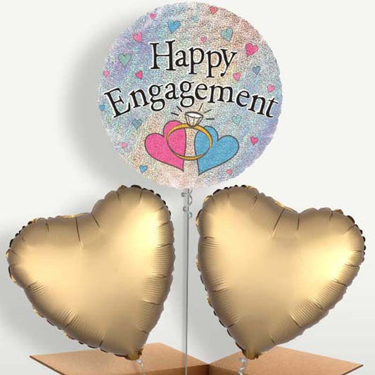Hearts Engagement Balloons in a Bunch Inflated with Helium | Small Indoor Plants