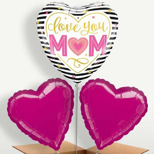 Love You Mum Balloon Bunches inflated with Helium | Small Indoor Plants