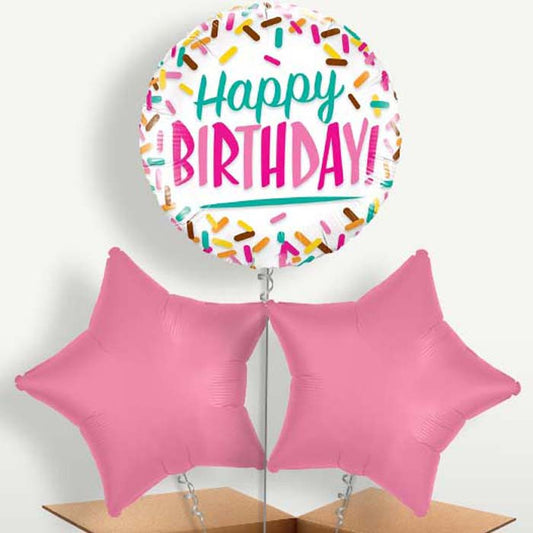 Happy Birthday Donut Sprinkles Balloons in a Bunch | Small Indoor Plants