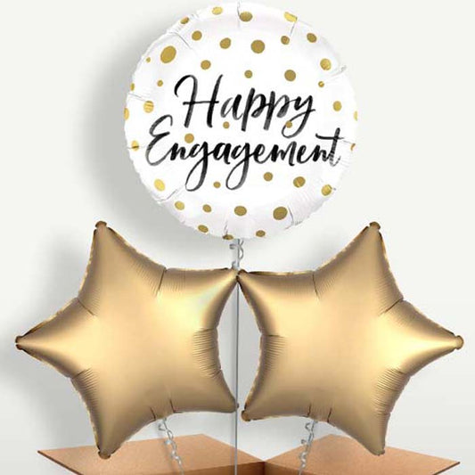 Happy Engagement Gold Dots Balloons in a Bunch | Small Indoor Plants