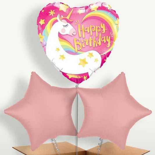 Happy Birthday Unicorn Balloons in a Bunch | Small Indoor Plants