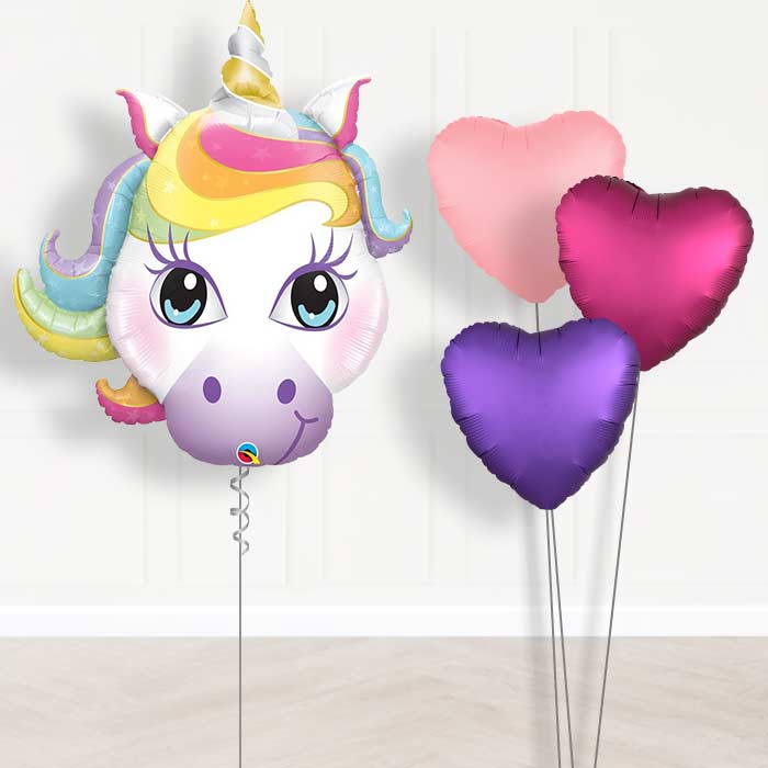 Magical Unicorn Balloon Bouquet in a Box - Plain Bouquet | Small Indoor Plants
