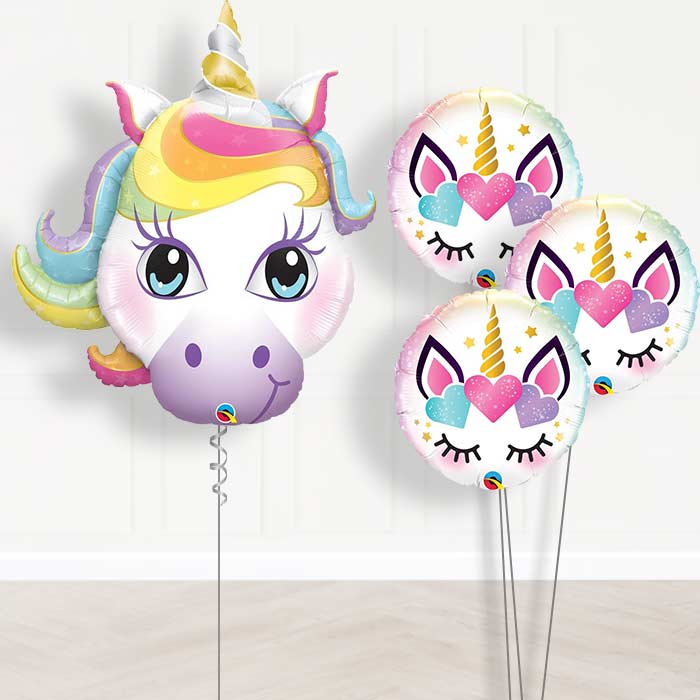 Magical Unicorn Balloon Bouquet in a Box - Themed Bouquet | Small Indoor Plants