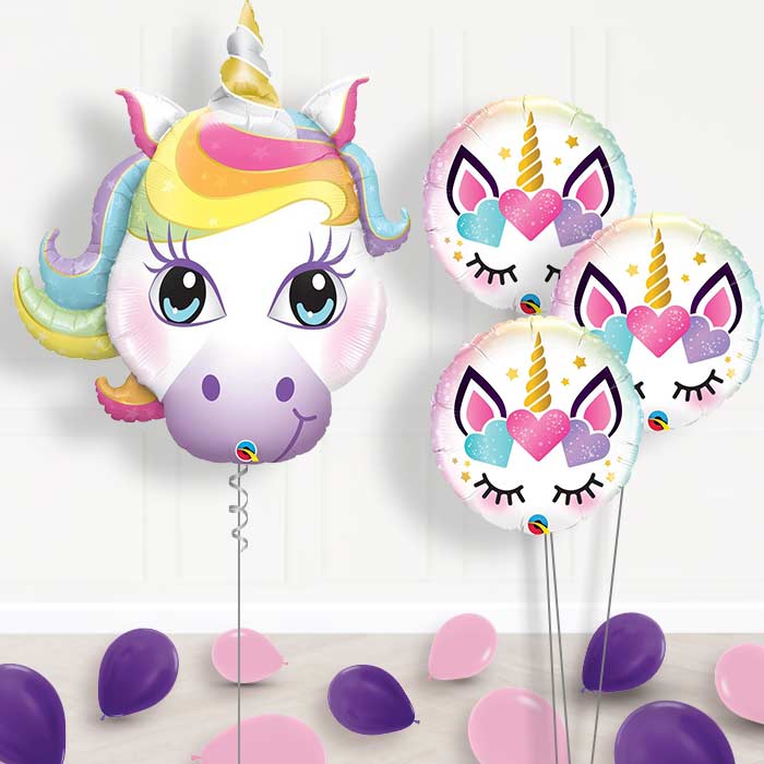 Magical Unicorn Balloon Bouquet in a Box - Themed Bouquet and Latex | Small Indoor Plants