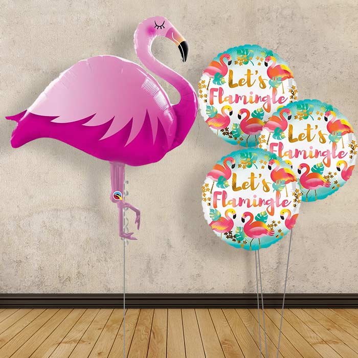 Flamingo Inflated Helium Balloons Delivered - Themed Bouquet | Small Indoor Plants