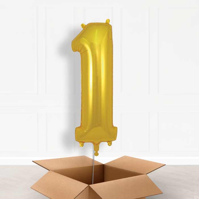 Gold Number 1 Balloon in a Box