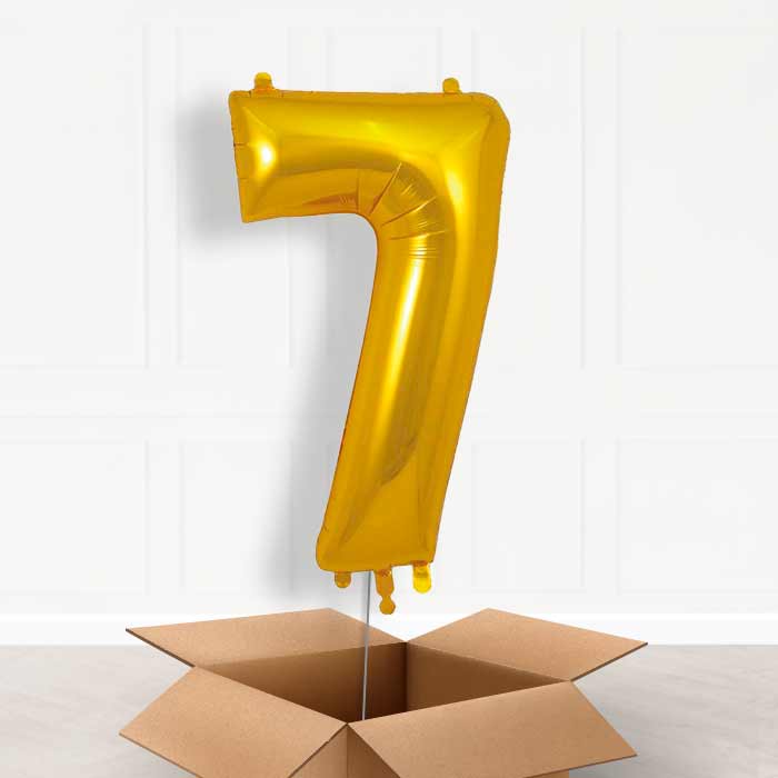 Gold Number 7 Balloon in a Box