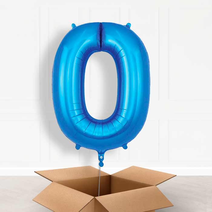 Blue Number 0 Balloon in a Box