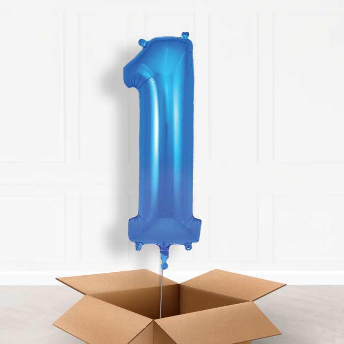 Blue Number 1 Balloon in a Box