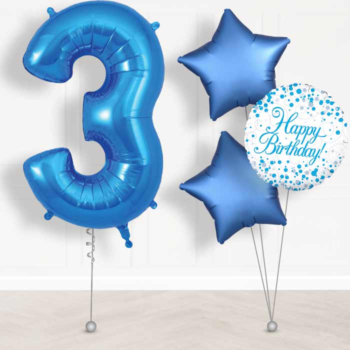 Blue Number 3 Balloon in a Box