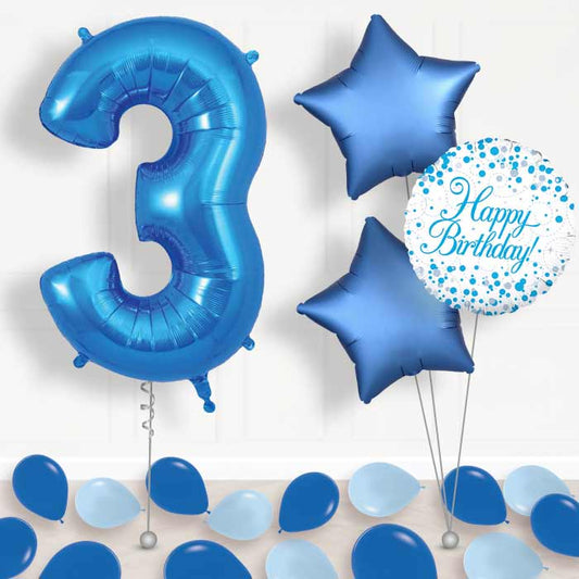 Blue Number 3 Balloon in a Box