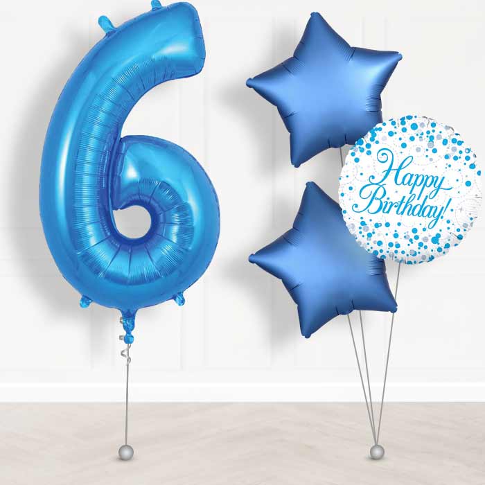 Blue Number 6 Balloon in a Box