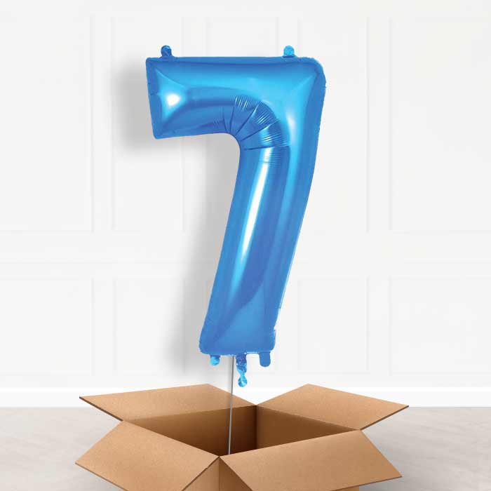 Blue Number 7 Balloon in a Box