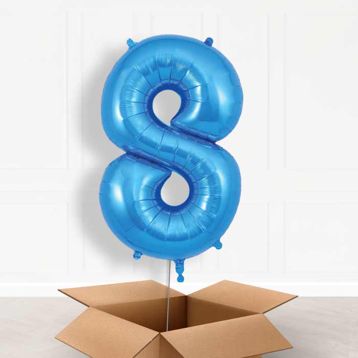 Blue Number 8 Balloon in a Box