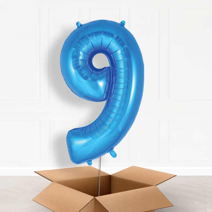 Blue Number 9 Balloon in a Box