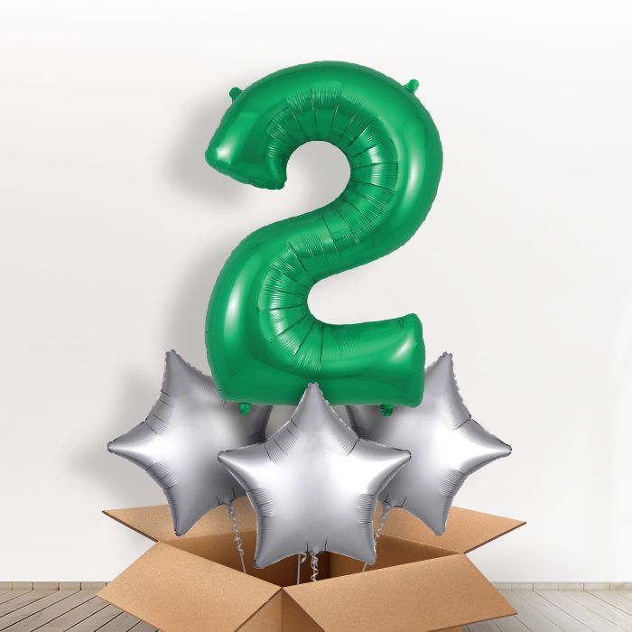 Green Number 2 Balloon in a Box